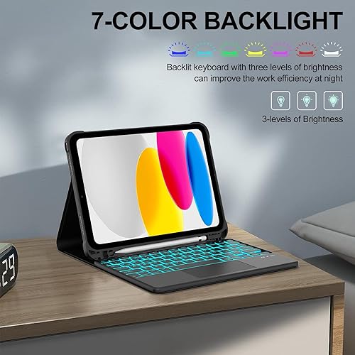 Miniatura 4 de Funda para iPad de 10 generación con teclado  Teclado táctil 2022 y cubierta de 10.9 pulgadas con soporte para lápices  Teclado Trackpad