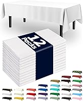 Pureegg Disposable Plastic Tablecloths 12 Pack, 54x108 Inch White Rectangle Covers - Leakproof, Sturdy for Parties, Picnics, Weddings
