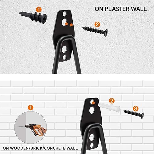 Miniatura 4 de SMARTOLOGY Ganchos de garaje, paquete de 12 soportes de almacenamiento de pared con 2 correas de almacenamiento de cable de extensión, resistentes