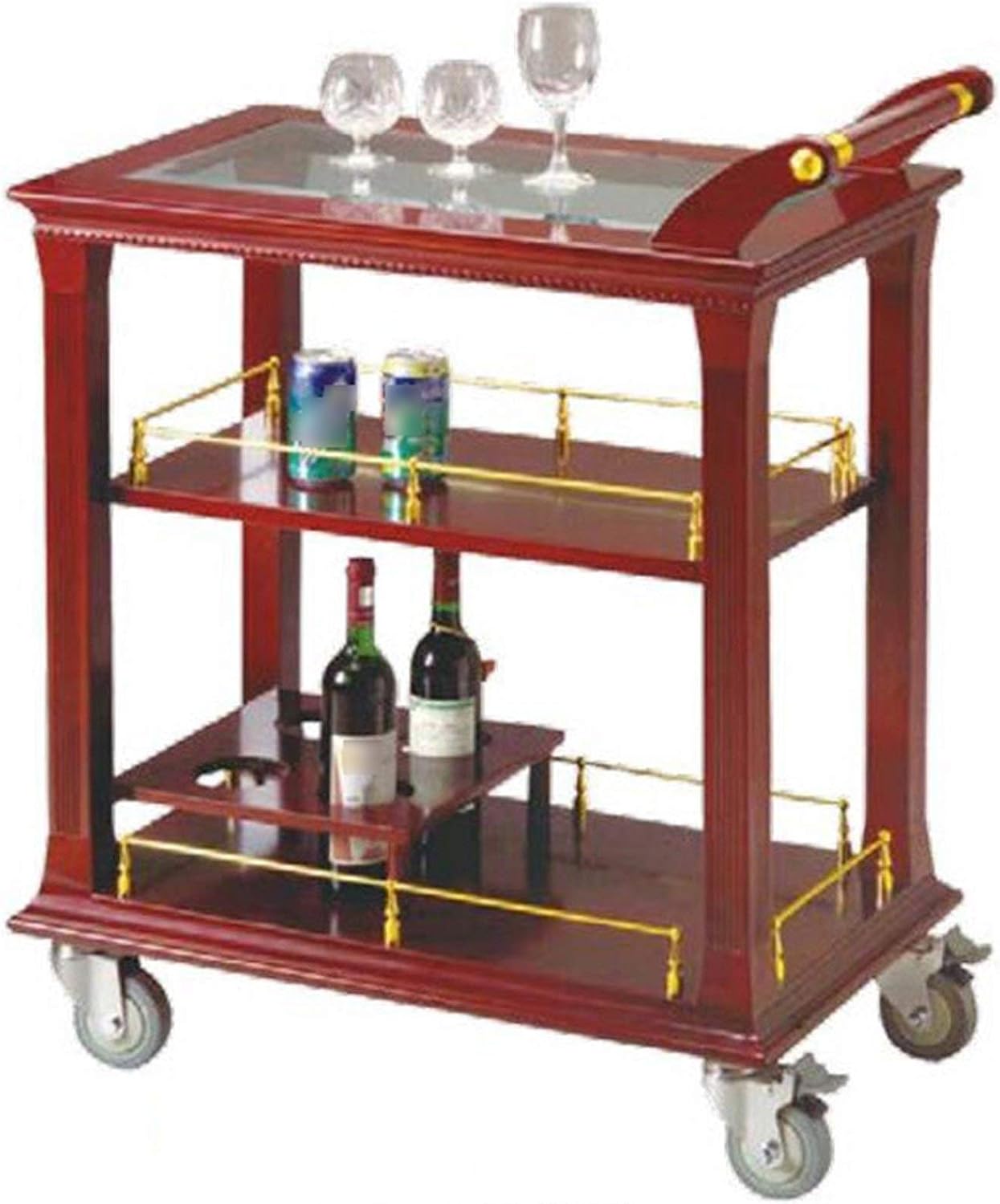 Bar Serving Cart, Mobile Serving Trolley Very Suitable for Home, Living Room Wood Metal Serving Trolley Bar Cart on Wheels Kitchen cart with Storage (Color : Style 3) (Style 3)