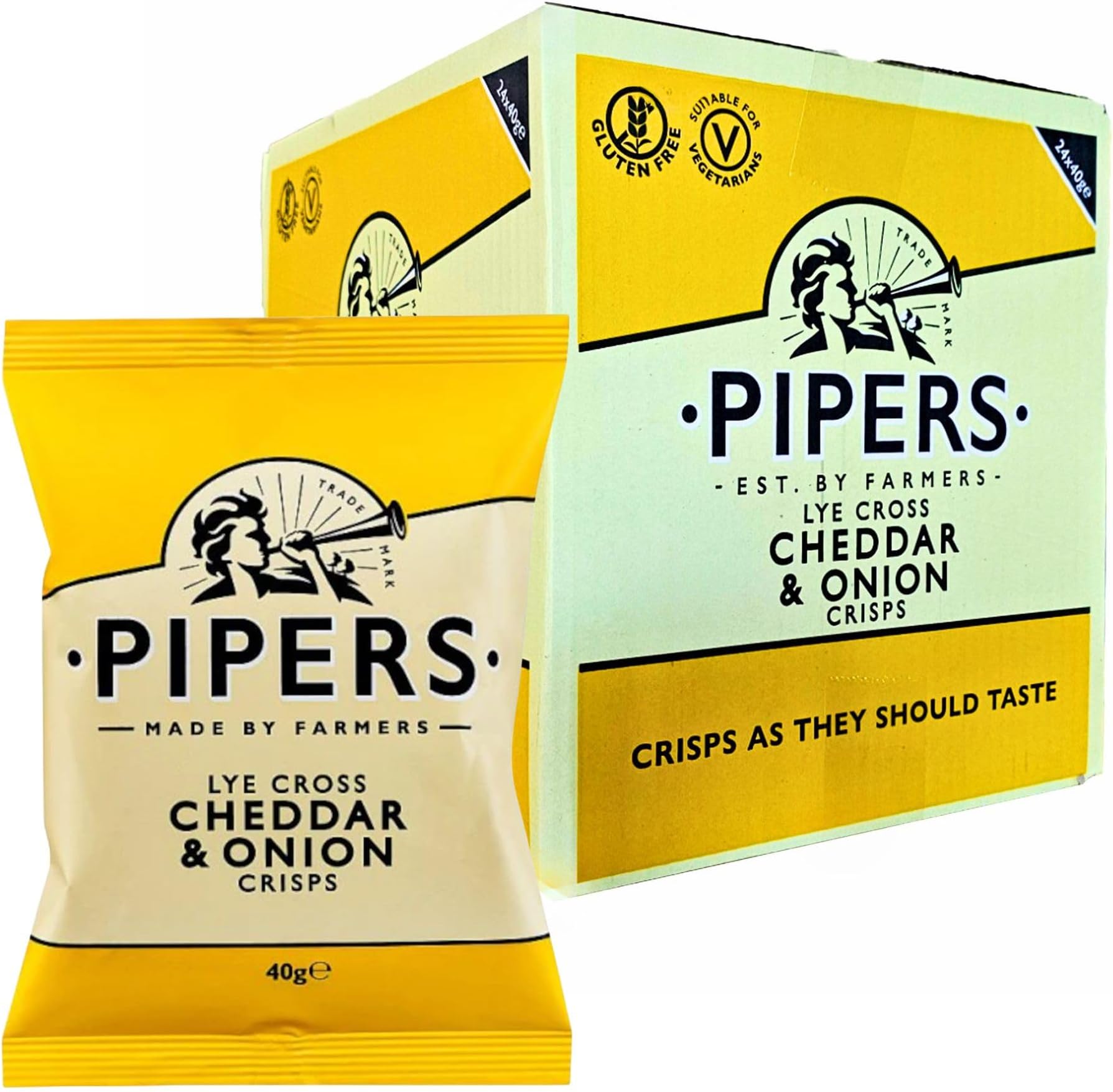 Crisps Lye Cross Cheddar and Onion 40 g, 24 Count (Pack of 1)