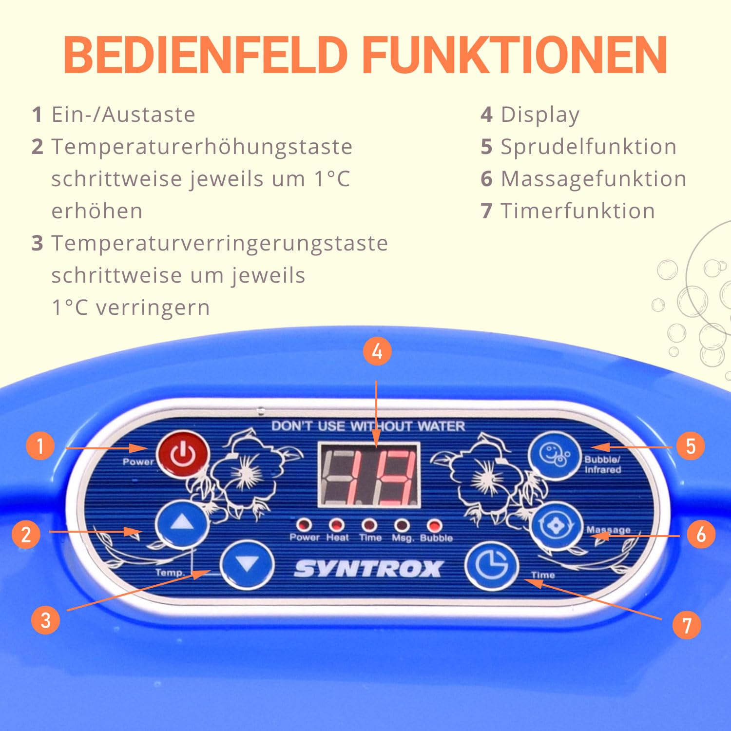 Syntrox Germany Fußsprudelbad mit Massage Sparkle | Fußmassagebad | Fußmassagegerät, 7 in 1, mit Rotlicht und Massagefunktion, 450 Watt, Entspannung für die Füße