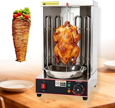 Shawarma Grill Machine,Electric Vertical Rotisserie Grill,360  Rotating Rotisserie,Commercial/home barbecue, for Kebabs, Gyros & Tacos,2400W Dual Heating,Parties Restaurants Food Halls