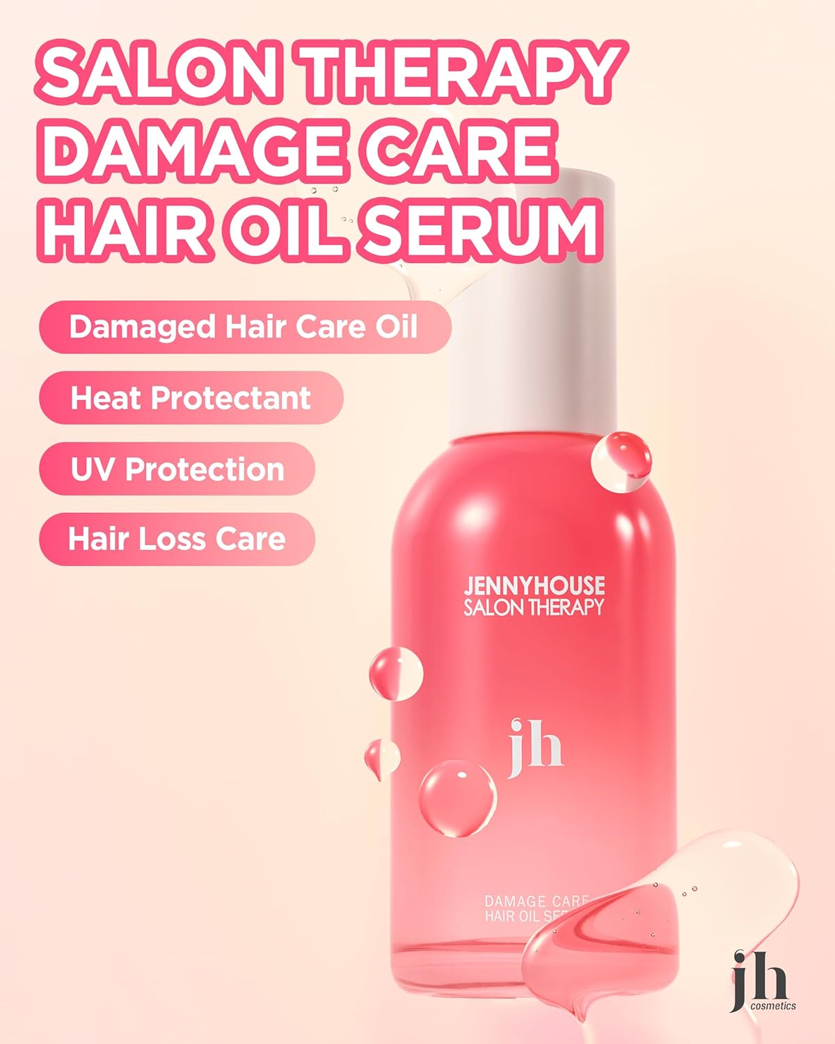 JENNYHOUSE Salon Therapy Damage Care Hair Oil Serum - Korean Beauty Hair Protection Nourishing - Frizz Control, Shine Treatment for Dry Hair - Floral Musk Scent - 3.38 fl.oz - Image 2