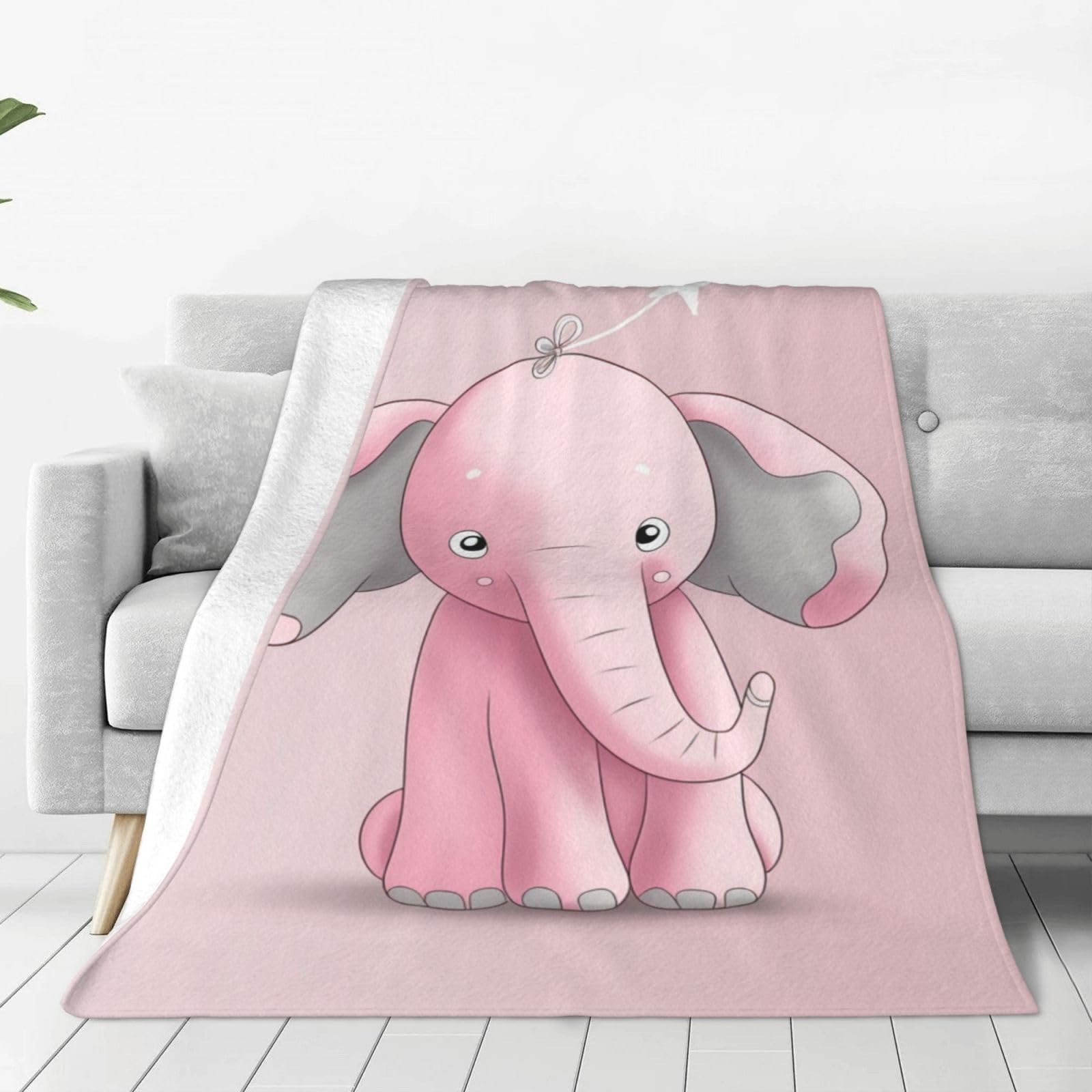Couverture éléphant rose haut de gamme, micro polaire lit super douce