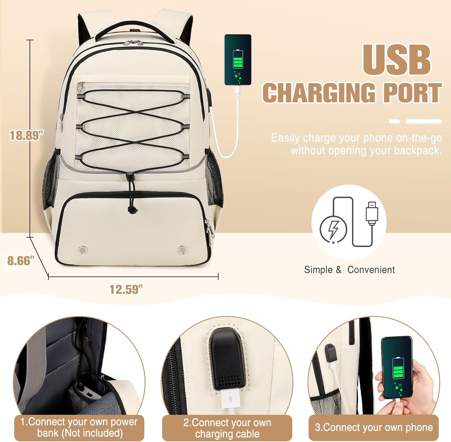 Bevalsa Pickleball Bag for Women Men Teens, Tennis Bag with Shoe Compartment, Multifunctional Sports Padel Racket Bag Badminton Backpack Fits 4 Rackets with Fence Hook - Image 6