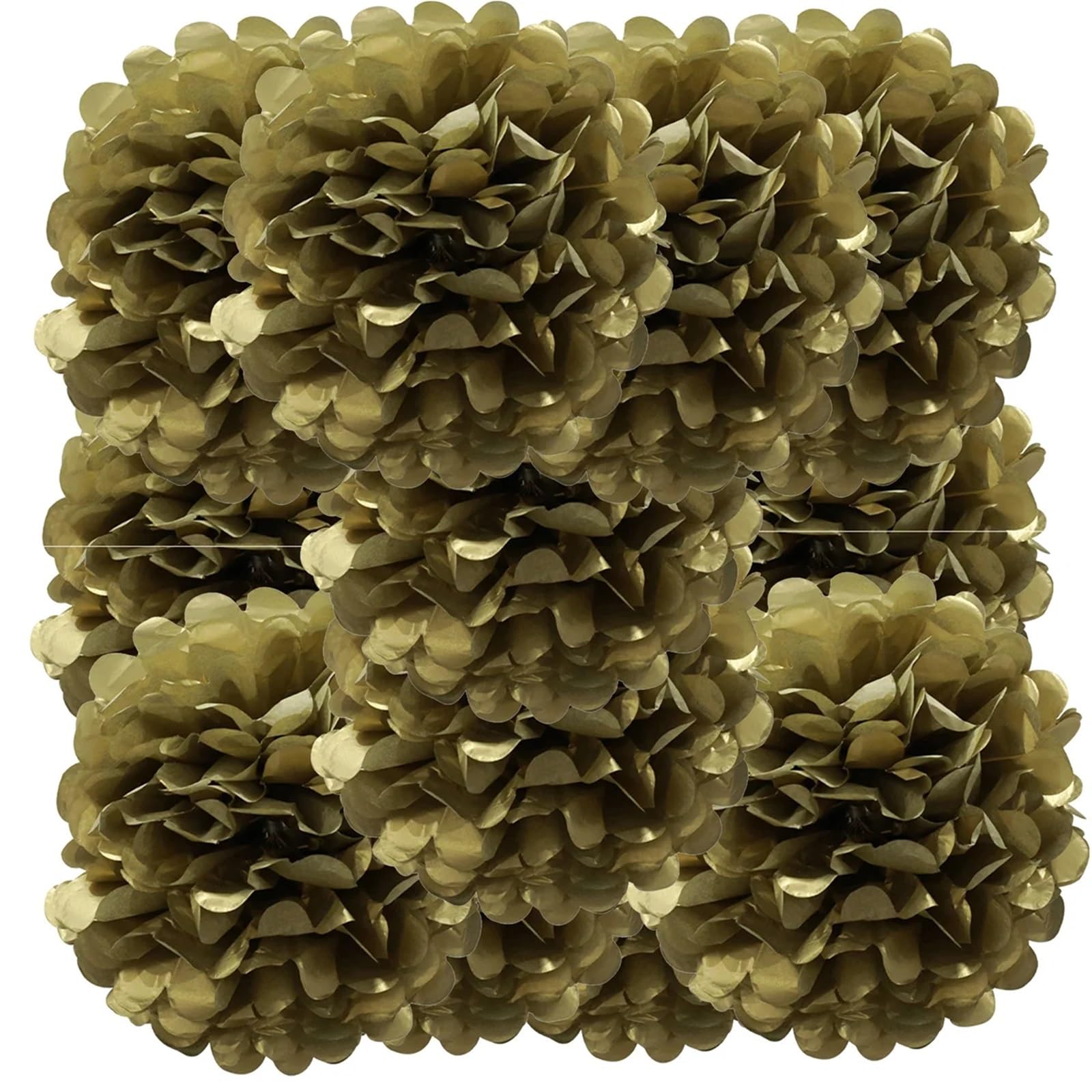Paper Lanterns 26colors 12pcs Each 10inch Paper Pompom for Wedding Birthday Summer Halloween, , Party Decoration(Gold)