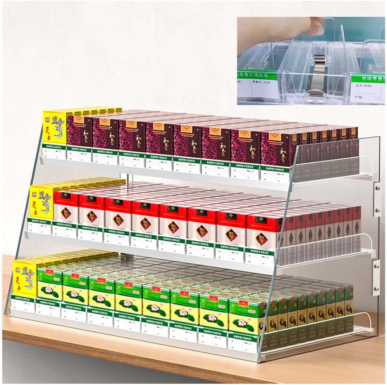 Transparent Cigarette Holder - Wall-Mounted Display Frame for Cigarettes & Candy, Perfect for Coffee Shops & Stores, Clear Color, 74cm x 29cm x 42cm