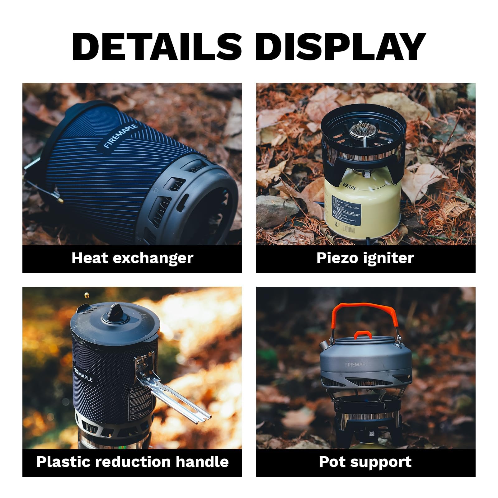 Fire-Maple X2 Pro Tragbarer Camping Gaskocher Leichter Gaskochers für Backpacker Campingkocher Outdoor-Kochsystem für Wanderer mit Piezozündung, Topfhalter und Gaszylinderständer