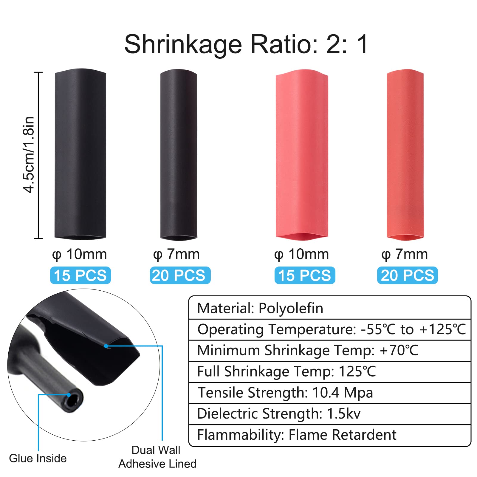 Kit Capicorda Ad Anello In Rame Stagnato - 70 Pezzi Con Tubi Termorestringenti Per Cablaggi Auto, Barca E Casa - Foto 14