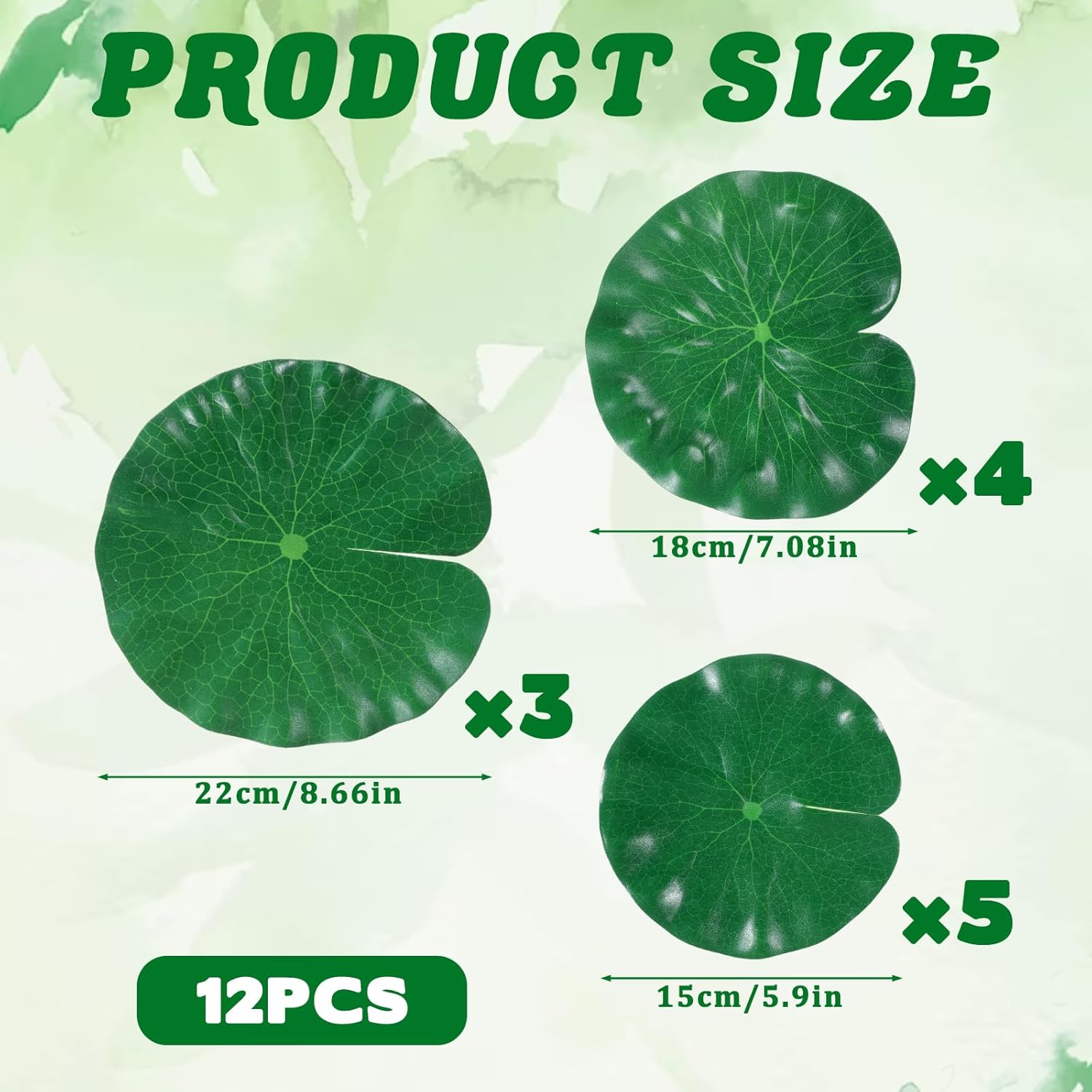 12 PCS Floating Plants for Aquarium Artificial Lotus Leaves Lily Pads for Ponds, Realistic Water Lily Pads Foliage Pond Decor Artificials Foliage Pond Decor for Pool Patio Aquarium Outdoor Ponds