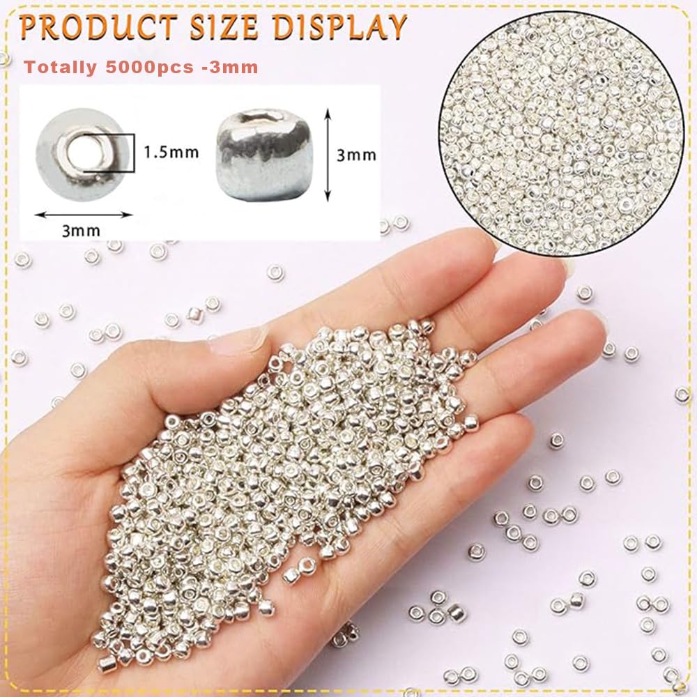 Gkelaly 5000Pcs Light Gold Glass Seed Beads Bulk for Jewellery Making 3mm 8/0 Small Pony Beads for Bracelet Necklace Earring Making & Crafting - Image 2