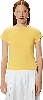 كوتون تي شيرت للنساء باكمام قصيرة من الجيرسيه (عبوة من قطعة واحدة)