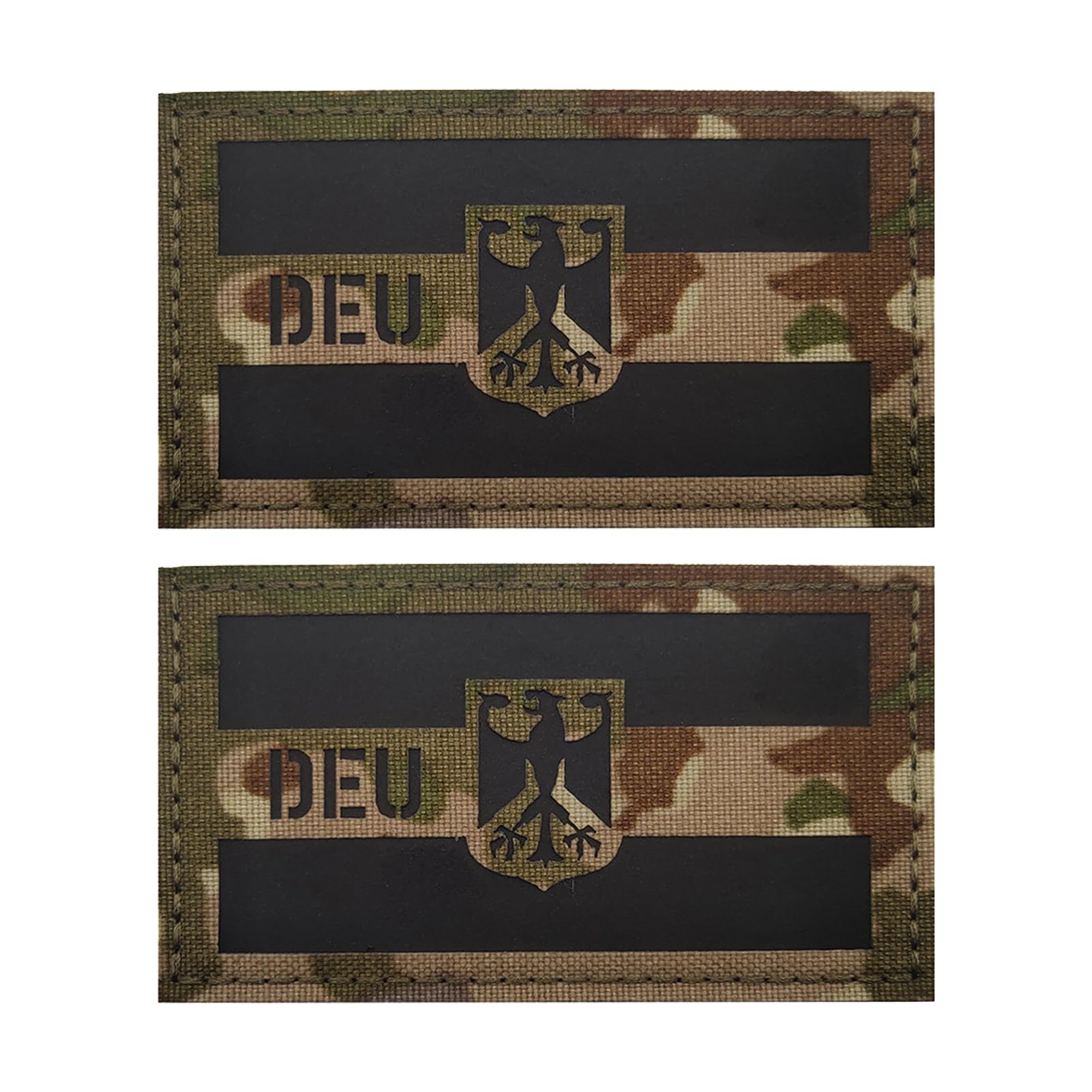 EmWoot 2PCS Germany German Flag Patches Eagle Emblem IR Infrared Reflective Laser Cut Tactical Morale Patch Hook and Loop(German Desert Camo)