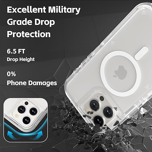 Miniatura 4 de Funda para iPhone 15 Pro Max, compatible con MagSafe, resistente protección a prueba de golpes, funda magnética transparente de doble capa para