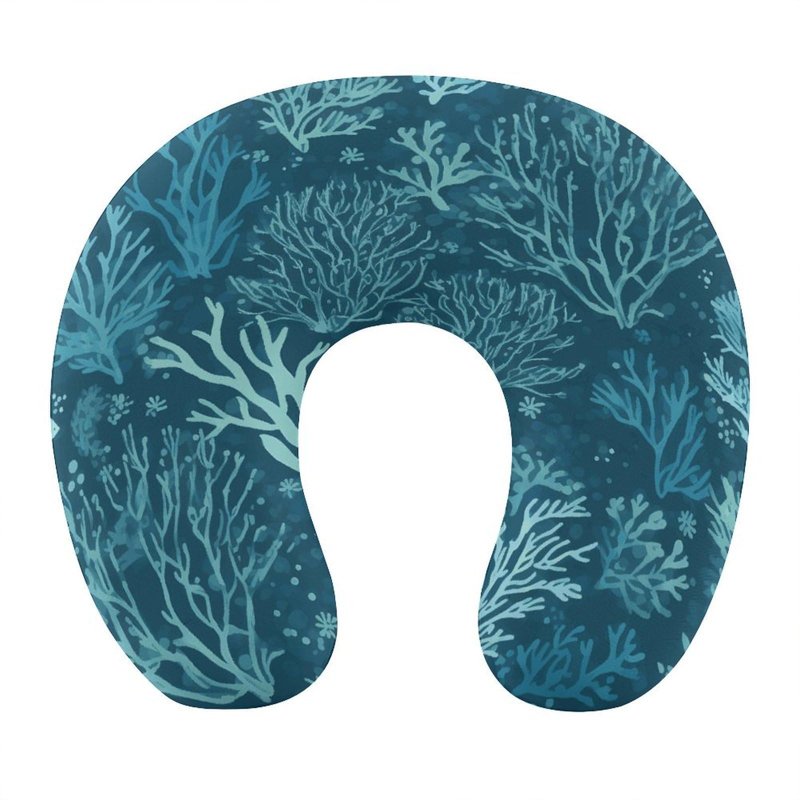 Btcowzrv Style Green Sea Blue Seaweed U Shaped Neck Pillow Travel Pillows