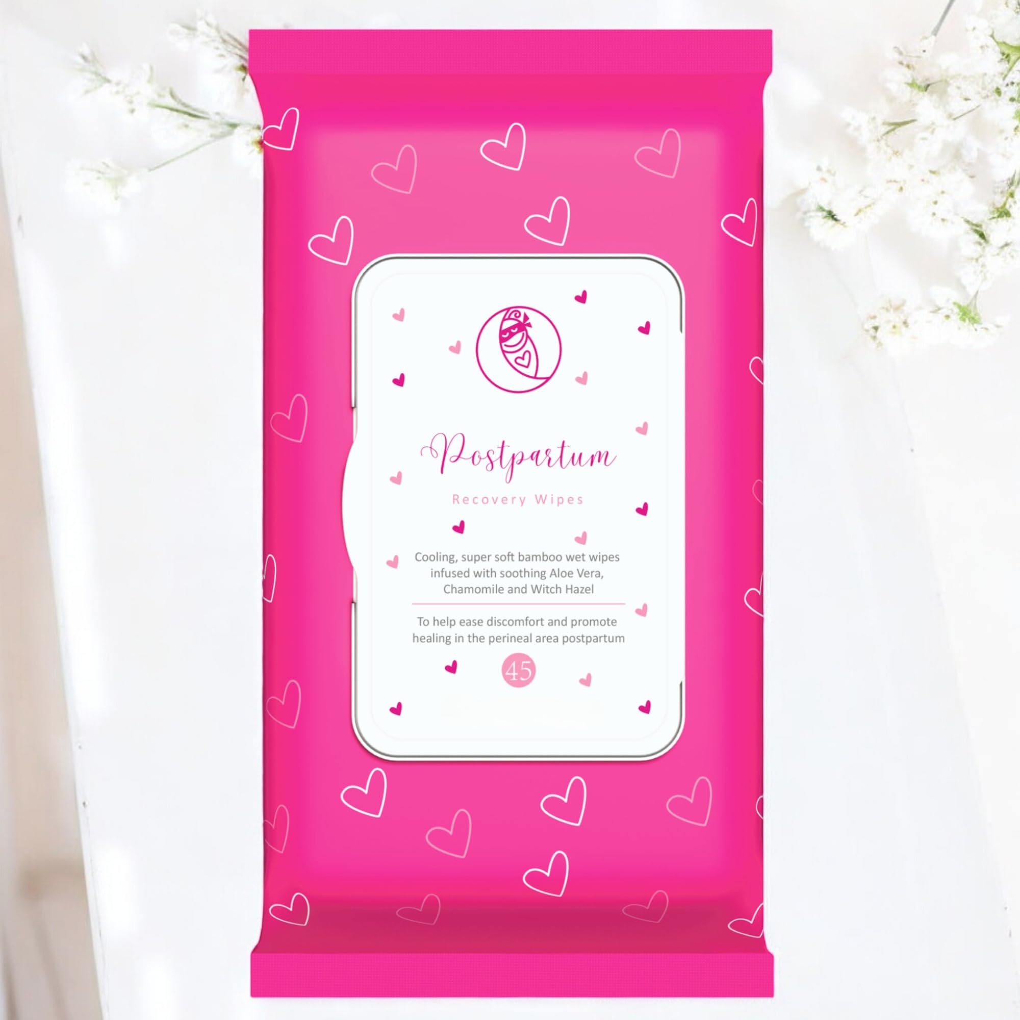 Ninja Mama Postpartum Perineal Care Cooling Pad Liners. Soothing Witch Hazel with Aloe and Chamomile for Post Partum Relief After Birth Tears and Haemorrhoids. Postpartum Essentials Pack of 45