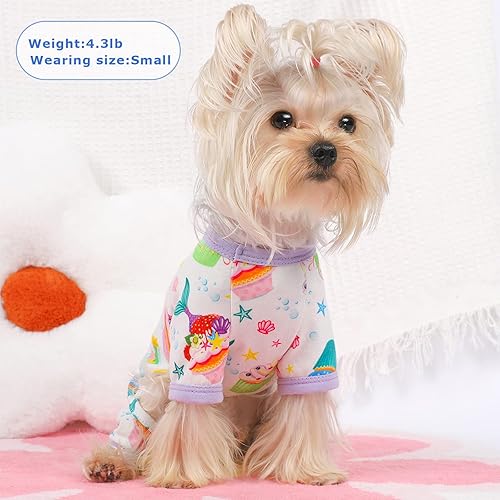 Vista 4 de Pijamas para perros de verano y otoño, ropa para perros pequeños y hembras Niño Perros de tamaño mediano, ropa elástica suave y elástica