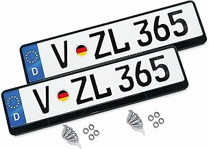 VZL Kennzeichenhalter für Autos | Nummernschildhalterung Auto | 2X Kennzeichenhalterung | Nummernschildhalter | Alternative zu Kennzeichenhalter Rahmenlos (Kennzeichenhalter mit Befestigungskit)