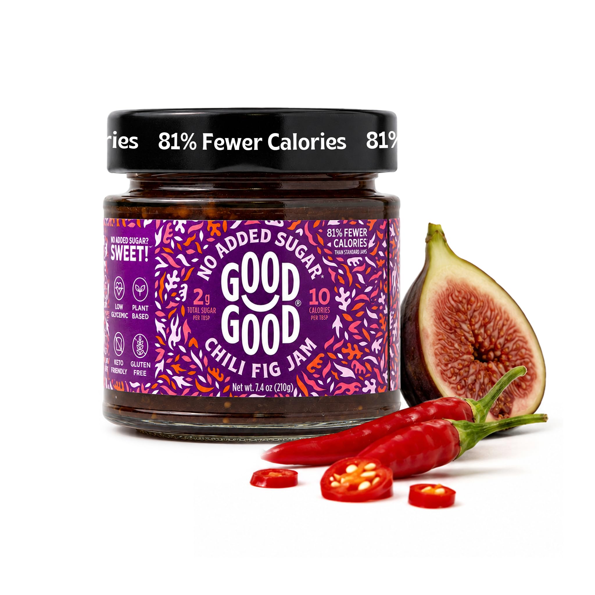 Amazon.com: GOOD GOOD Chili Fig Jam - No Added Sugar - Low Calorie