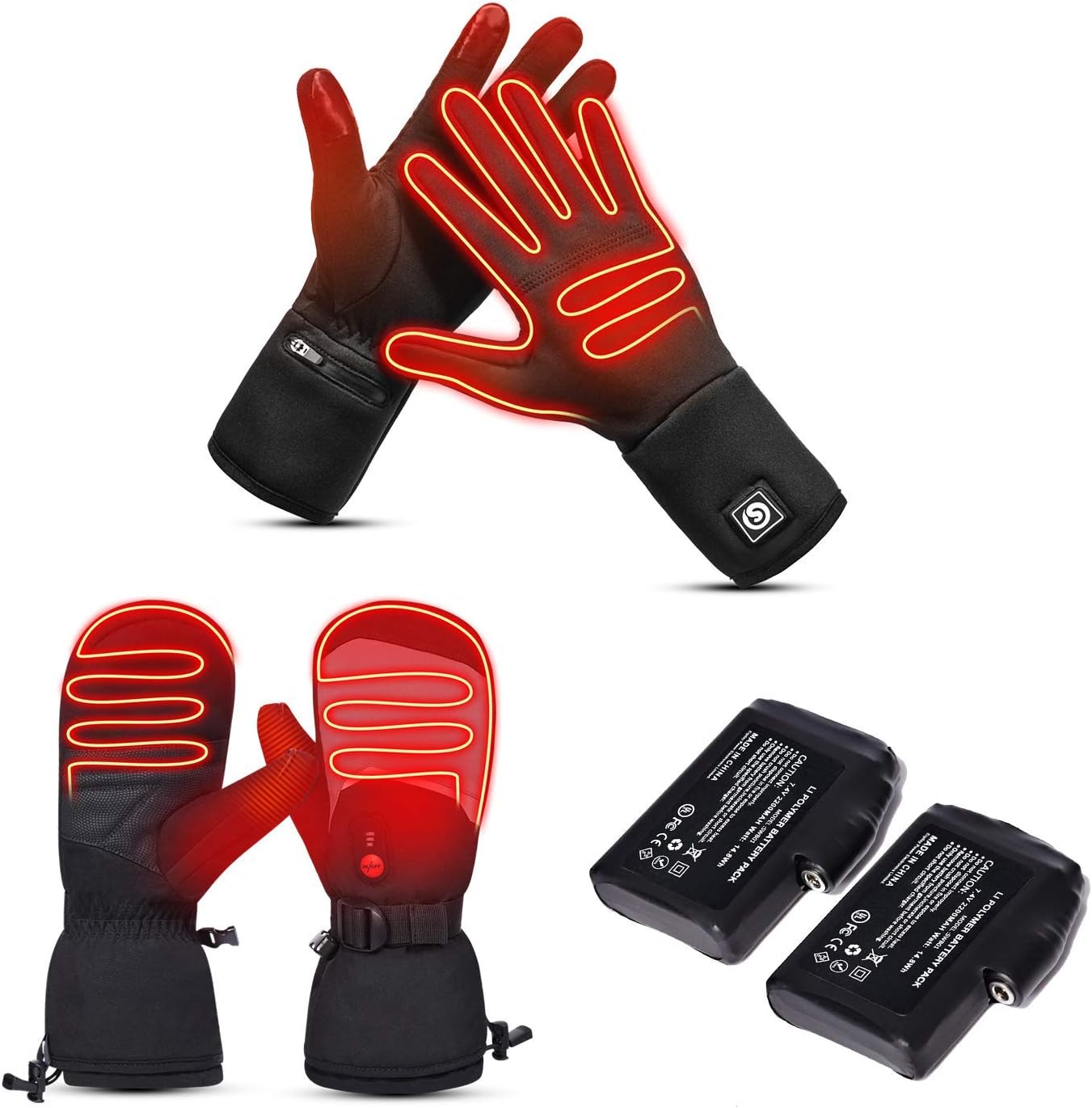 day wolf Heated Skiing Gloves & Heated Glove Liners & 7.4V
