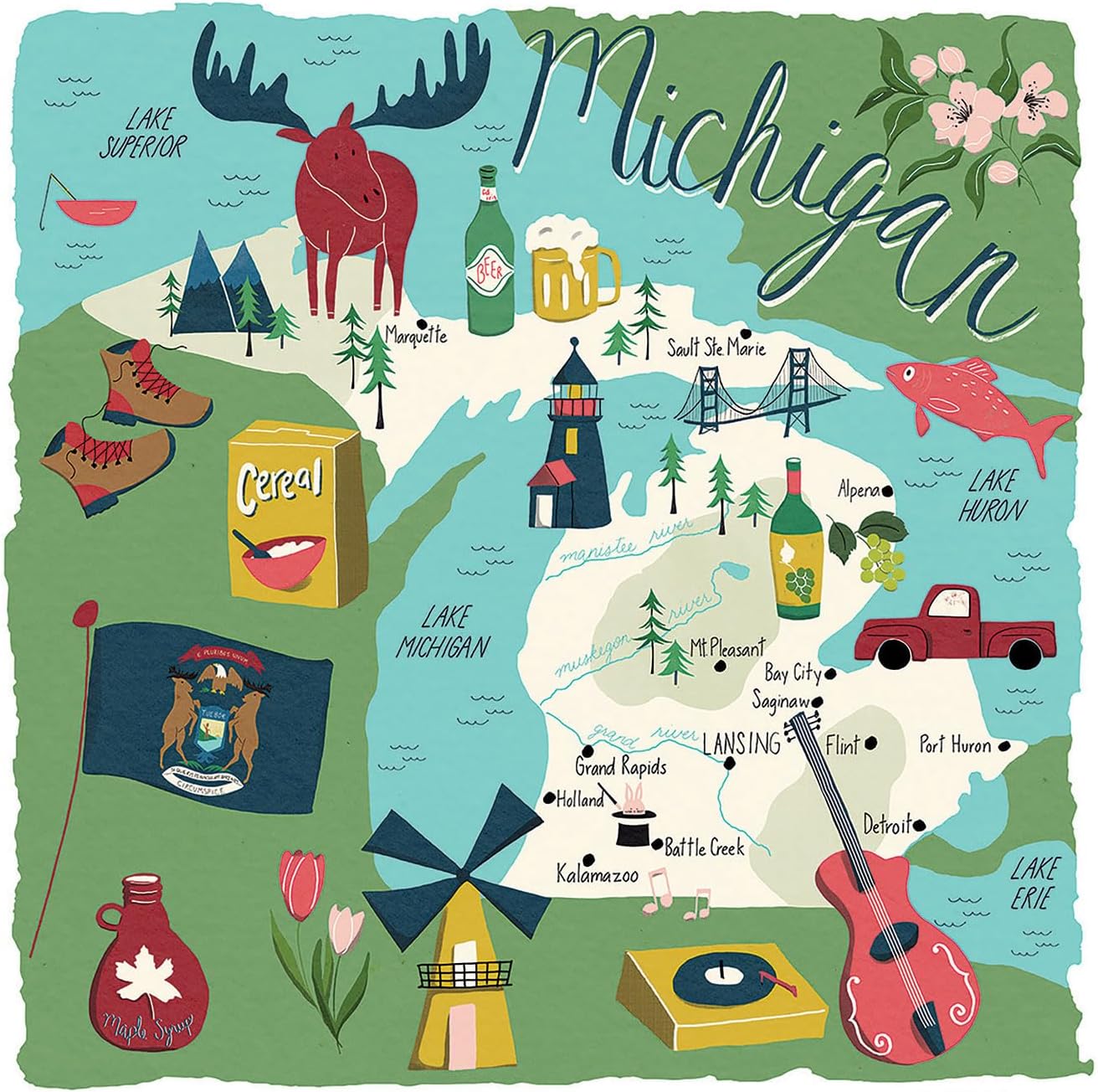 Thirstystone Michigan Home 4Pack Absorbent Stone Coasters