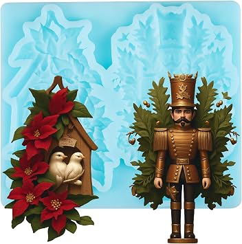 Nutcracker Soldier Silicone Mold Bird House Fondant Mold for Cake Decorating Cupcake Topper Chocolate Candy Gum Paste Polymer Clay