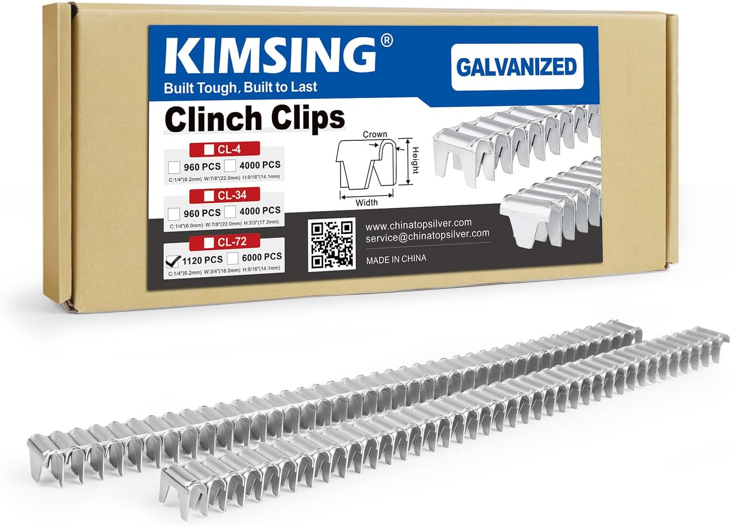 CL-72 Galvanized Clinch Clips, 1,120 PCS/Box, Fasteners for Harcto M66 Clinching Clipper Tool, Wire Fence Staples for Joining Cages
