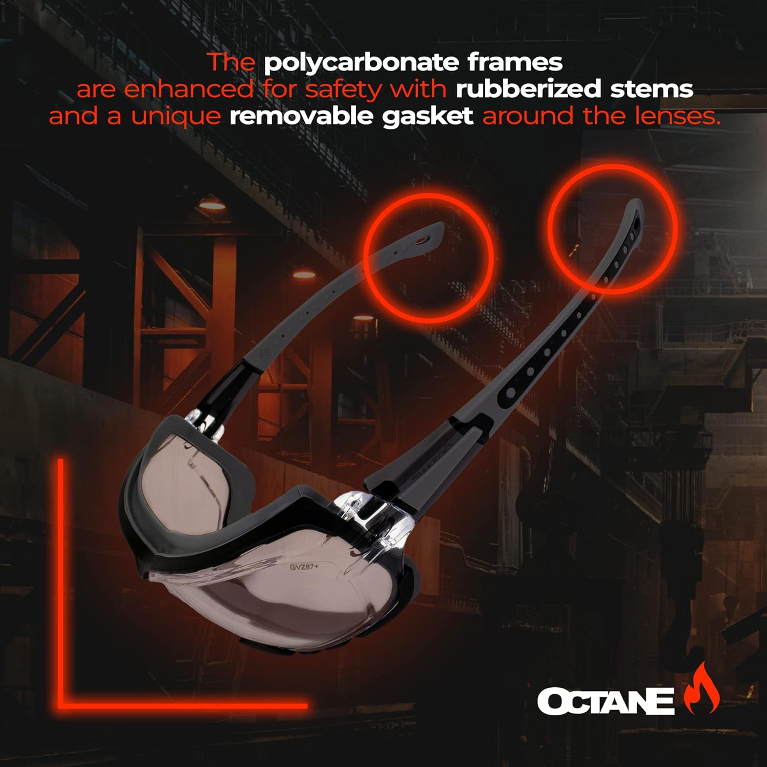 Global Vision Padded Motorcycle Sport Sunglasses Octane Gray Clear Lens - Image 2