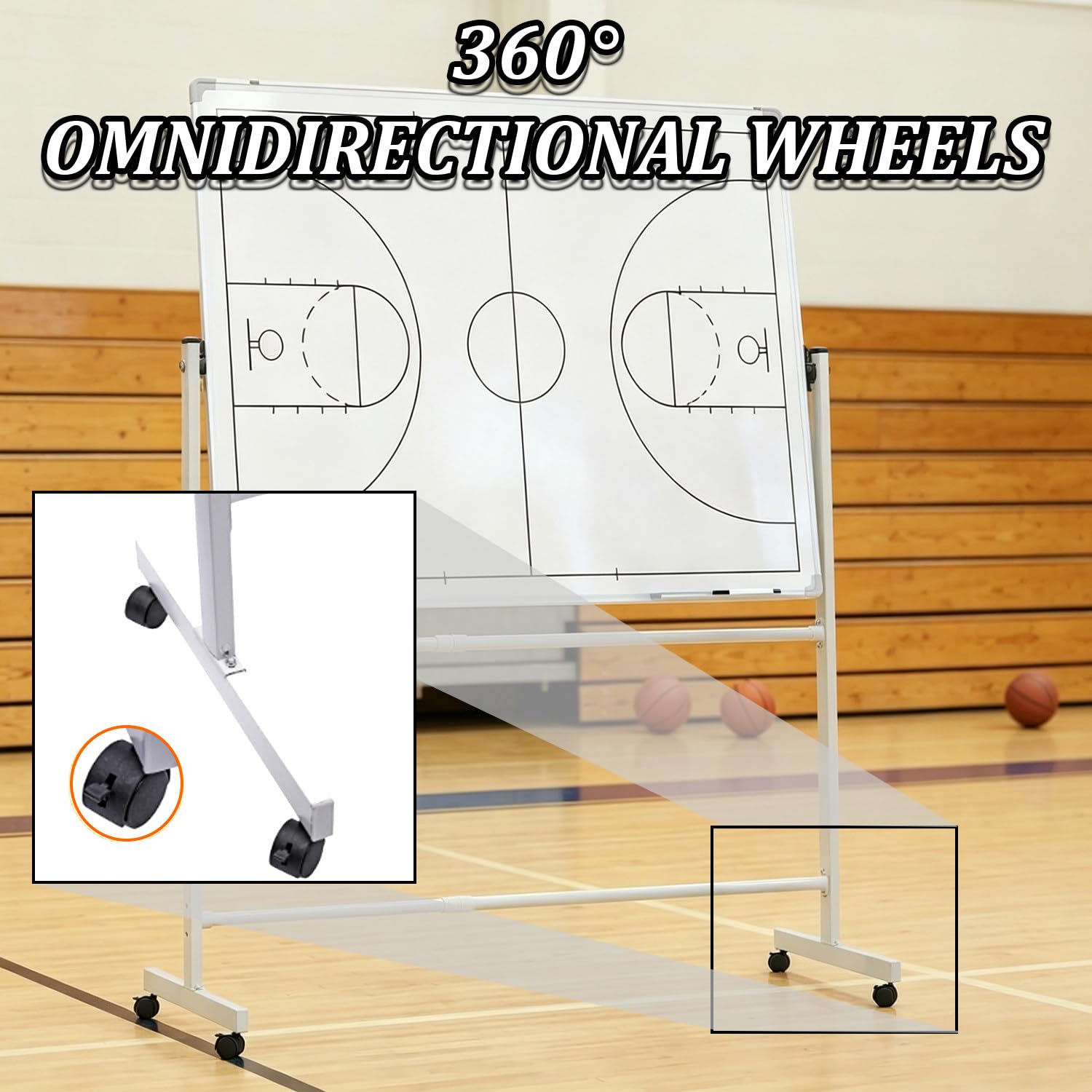 Pizarra blanca de doble cara para entrenadores, pizarra blanca con ruedas y bandeja de almacenamiento móvil, ruedas giratorias de 360° con bloqueo, para entrenamiento táctico a largo plazo. Football