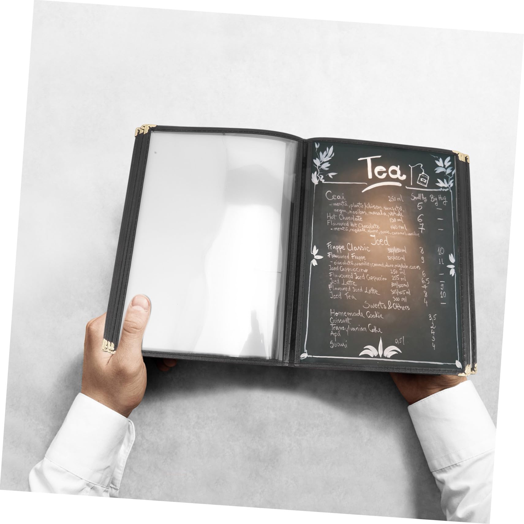 Protector de Menú Transparente de PVC Funda Resistente al Agua y Aceite para Menús de Restaurante de Recetas con Páginas Portátil y Ligera para y de