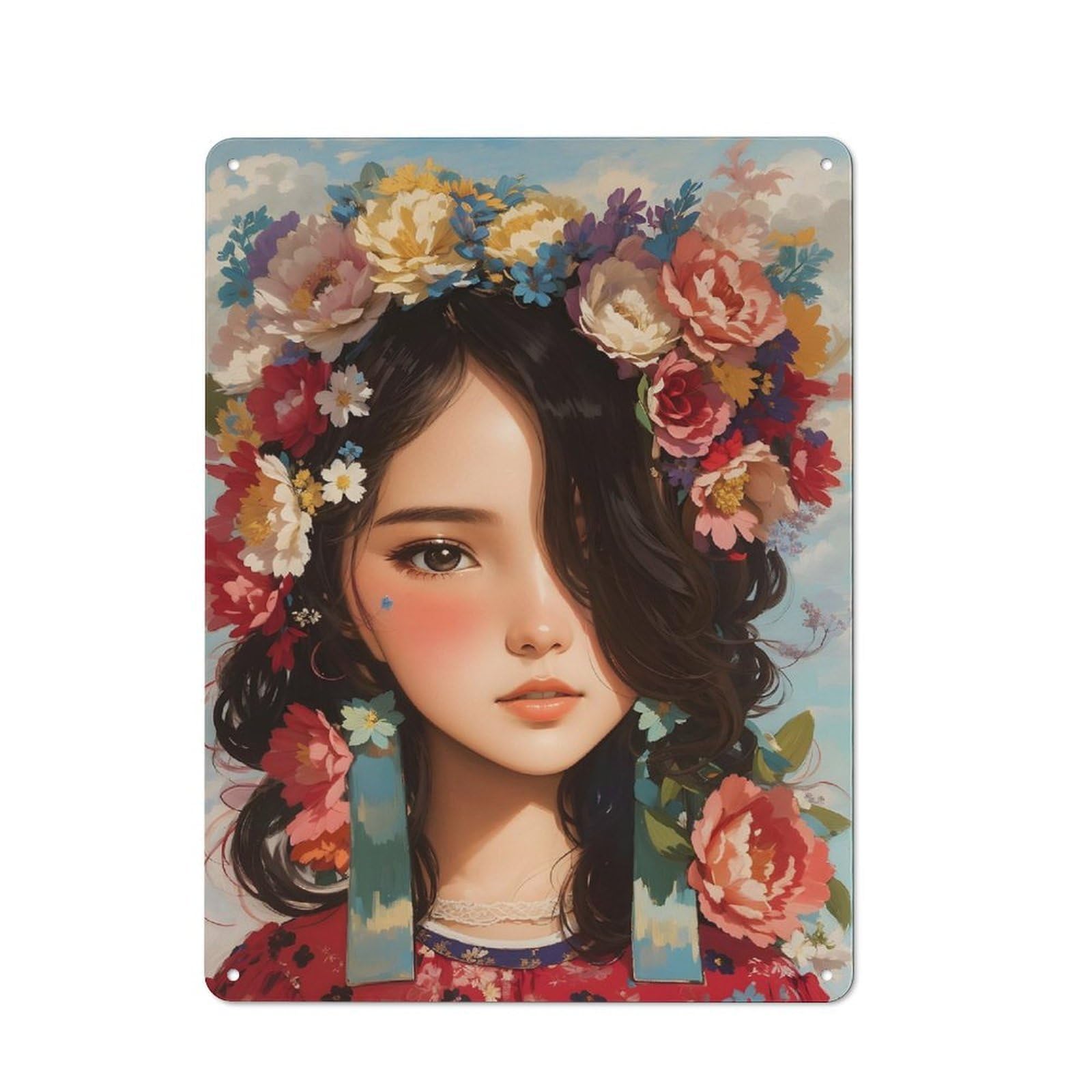 Junmoney Girls Flowers And Shop Front Style Bistro Metal Sign 40X30cm, Cafe Wall Decor For Tea Room, Shop Wall Or Breakfast Area