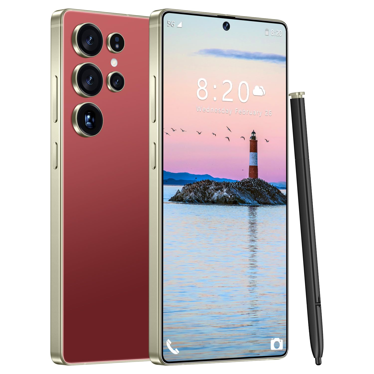 I25 Ultra 5G Unlocked Phones, Built in Pen, 7000mAh Long Battery Life Smartphone, 6.99" HD Screen Unlocked Cell Phone, 8+256GB Phone Android14, Face ID/Fingerprint Lock/Dual SIM/GPS (Wine Red)