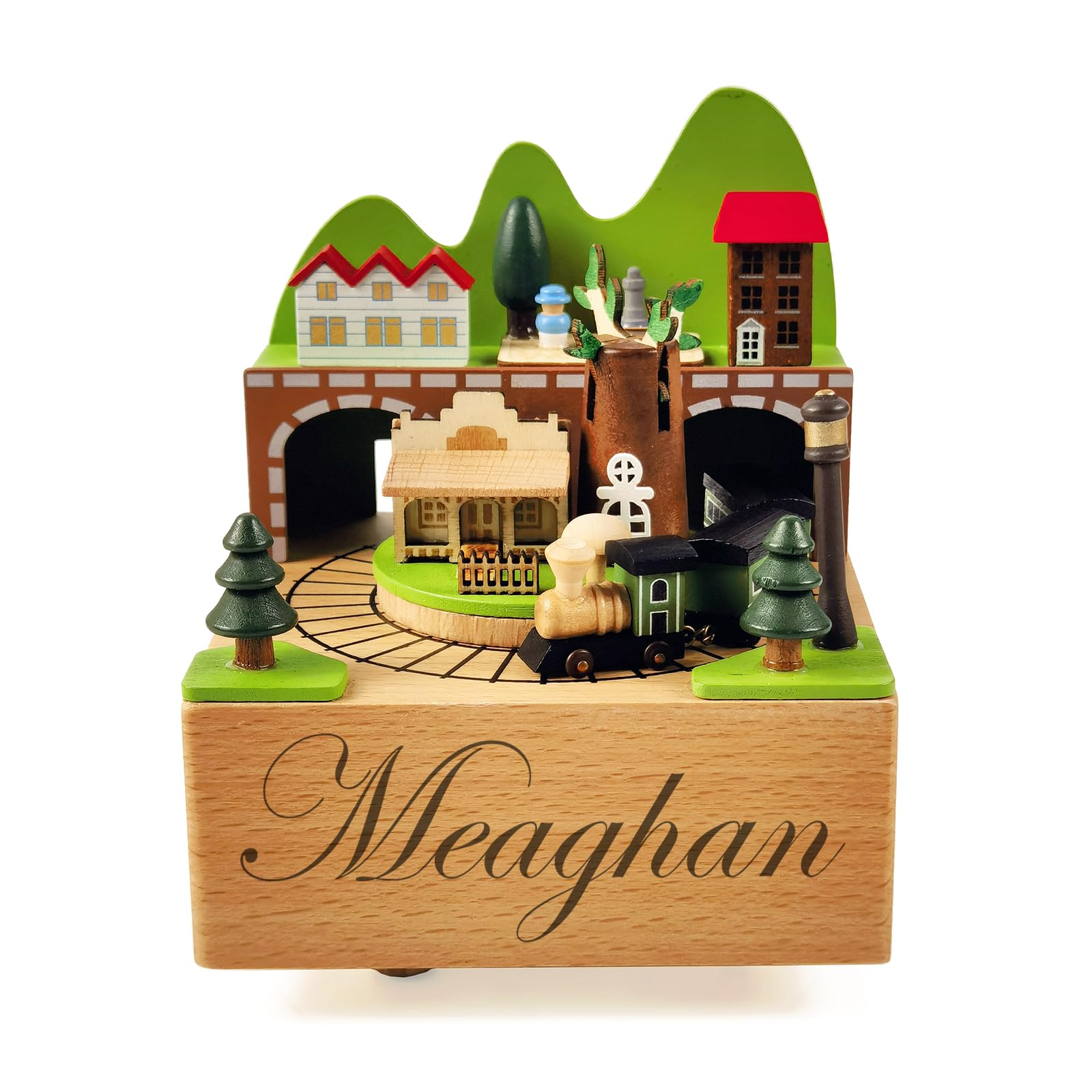 Wooden Country Train Music Box - A Personalized Gift for Your Daughter, Granddaughter or Grandson - Perfect for Birthdays, Anniversaries and Christmas (Includes Free Customization)