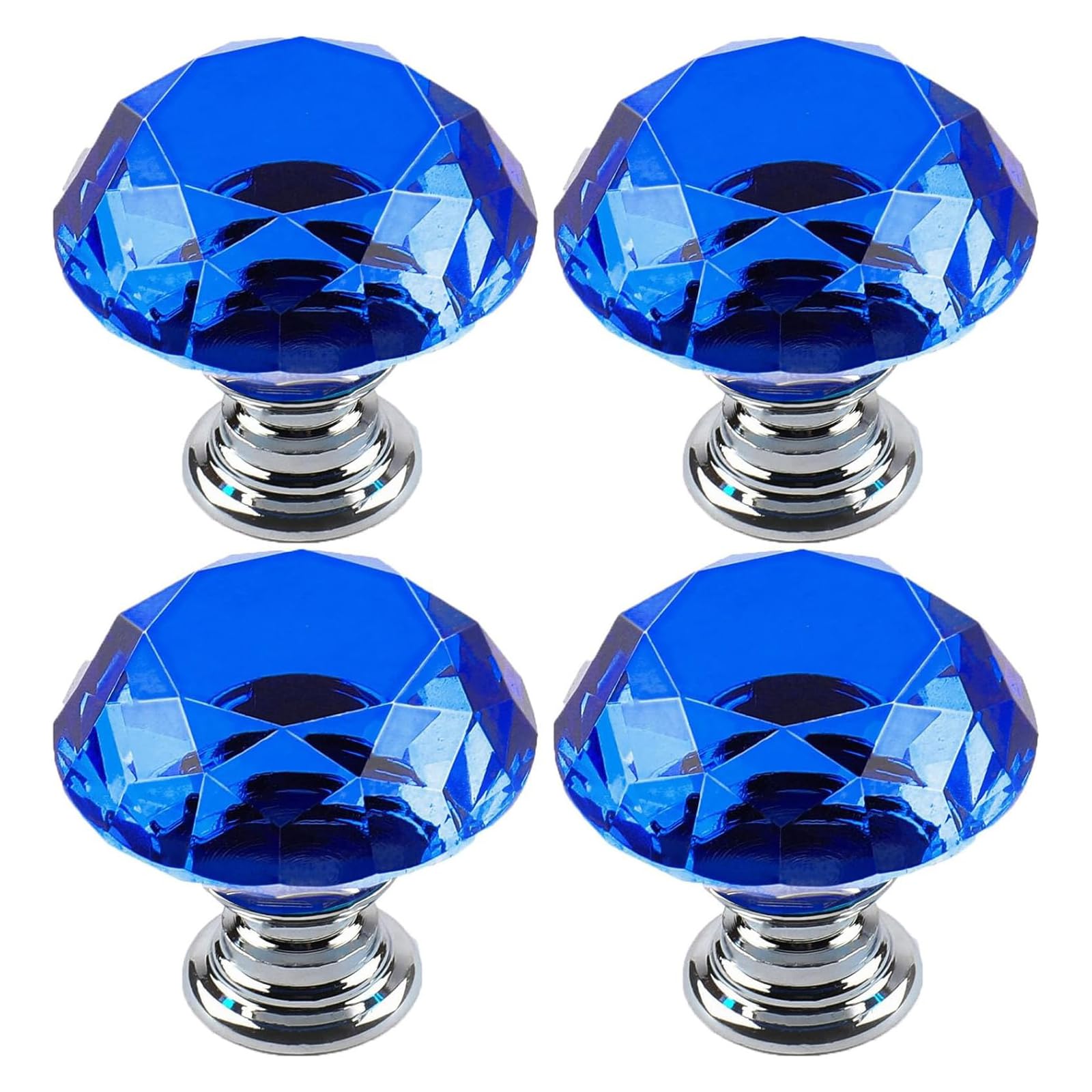 4 Pack Crystal Cabinet Knobs Furniture Door Handles, Cupboard Wardrobe Furniture Drawers Cabinet Pull for Kitchen Office Chest Cabinet Drawer (Blue)