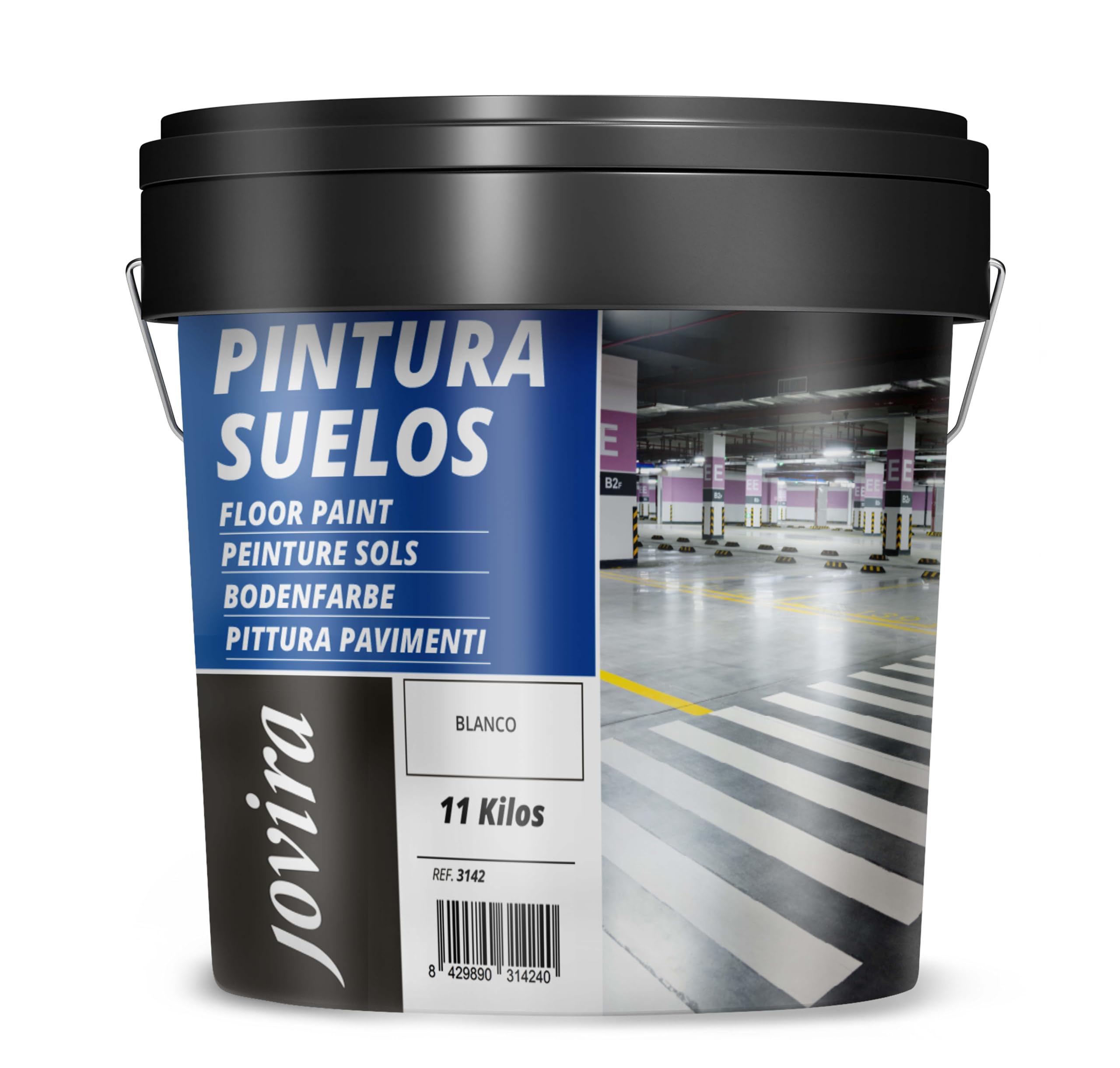 JOVIRA PINTURAS Pintura Suelos, Garajes y Pavimentos Deportivos -11 KG- en general, acabado Mate. Protege y decora las superficies de hormigón, cemento y asfalto. (11 Kg, Blanco) A-14D