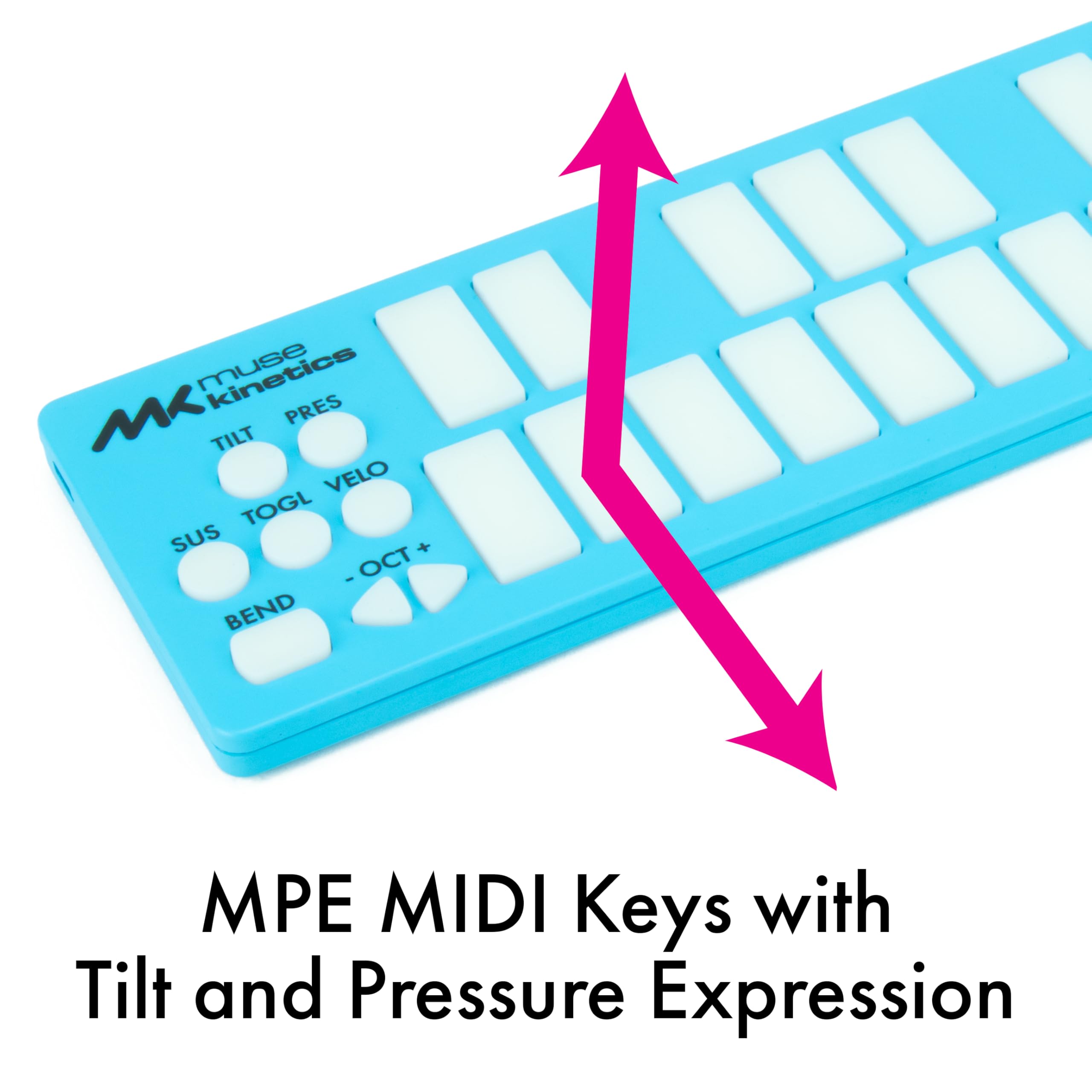 K-Board-C | Bunte 25-Tasten-USB-MPE-MIDI-Tastatur-Controller mit USB-C (Aqua)