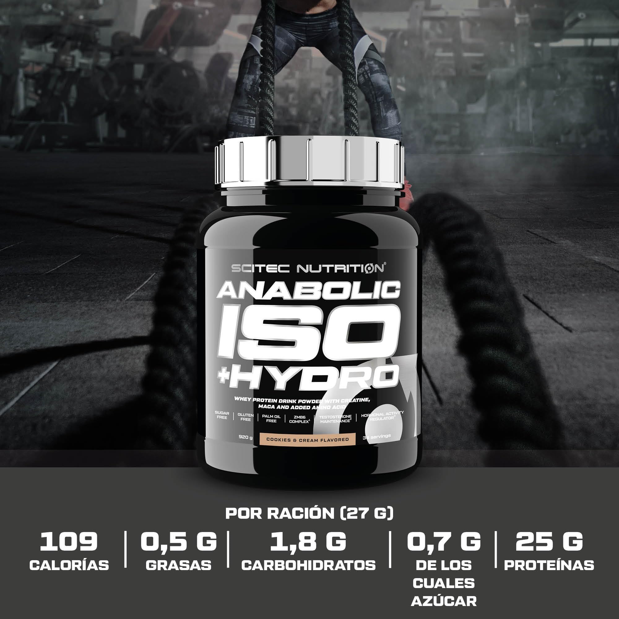Scitec Nutrition Anabolic Iso+Hydro - Mezcla de proteína de suero - con creatina Maca y aminoácidos - Complejo ZMB6 para el mantenimiento de la testosterona, 920 g, Vainilla