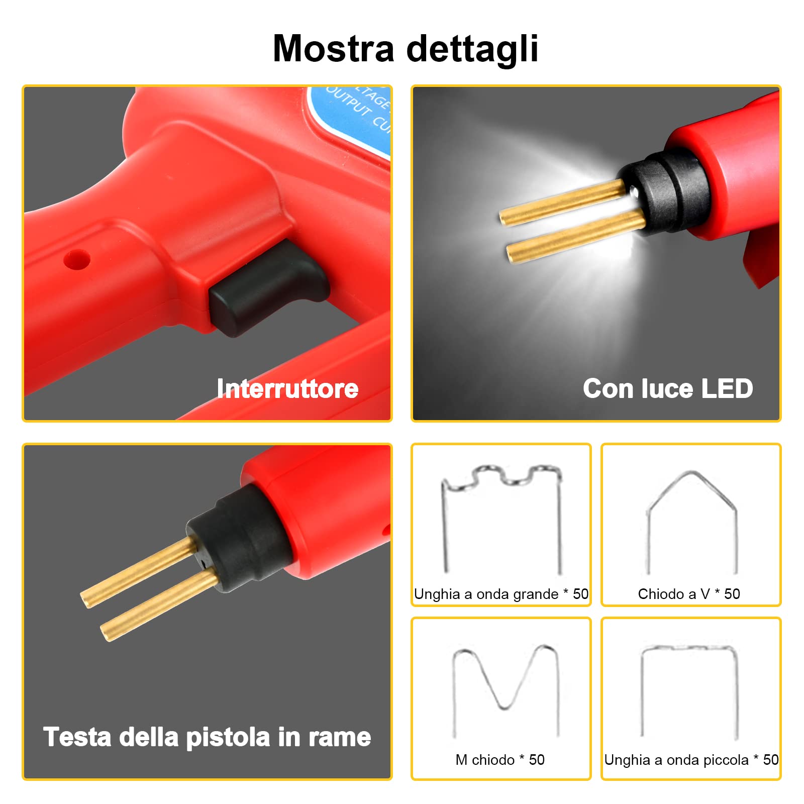 Saldatrice per Plastica Da 70W 220V,Pistola per Saldatura,Kit Di Riparazione Paraurti Per Auto,Saldatrice A Caldo Con Graffette Da 200 Pezzi,Adatta per Quadri Strumenti E Plastica per Uso Domestico
