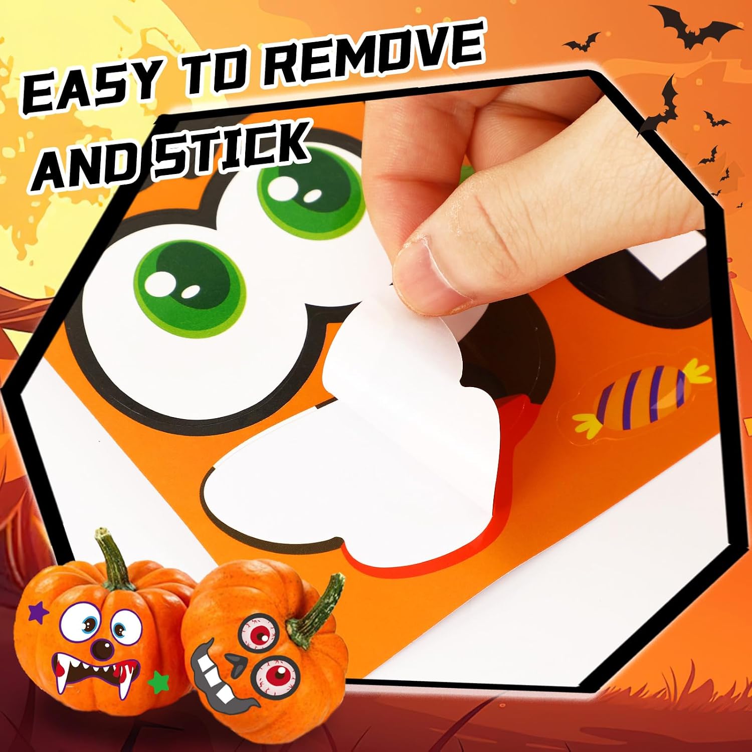 DECYOOL 96 Halloween Pumpkin Decorating Stickers for Kids Crafts image 4