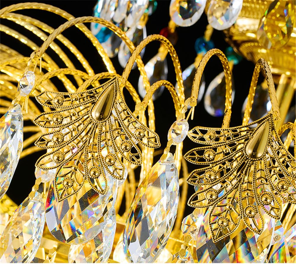 Współczesna kryształowa lampa wisząca LED Luxury Golden Salon Restauracja Sypialnia Villa Hotel Duplex Budynek Schody Żyrandol (D40CM)