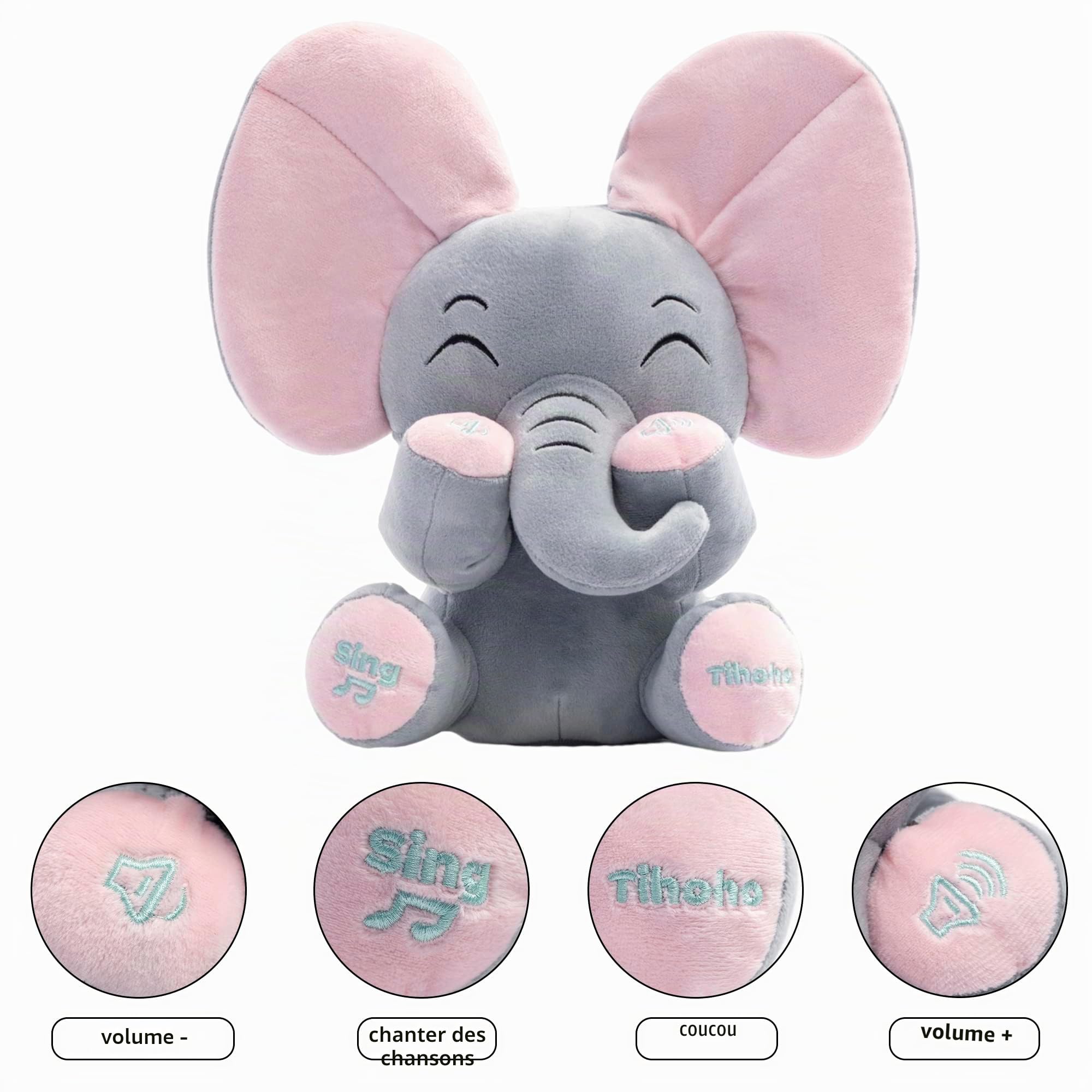 Peek A Boo Éléphant animé Parlant en Peluche pour bébé éléphant Chantant Mignon Jouet en Peluche pour bébé péage Enfant garçon Fille Cadeau réglable Son (Rose)… B091JTQJZQ