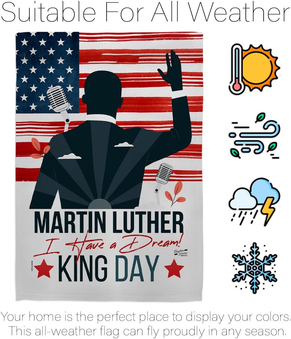 Martin Luther King Day Garden Flag - Set Wall Hanger Patriotic MLK Civil Right Stars United State American - House Decoration Banner Small Yard Gift Double-Sided Made In USA 13 X 18.5