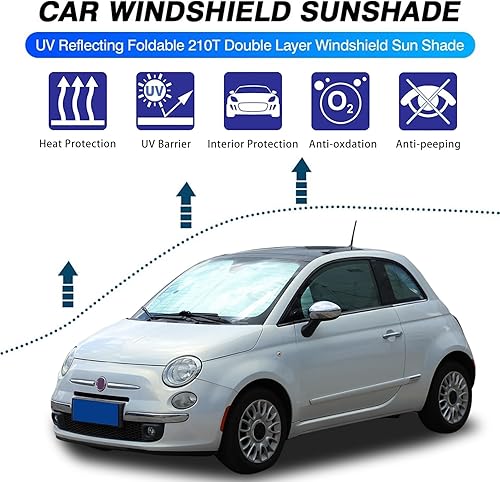 Miniatura 6 de Parasol para parabrisas original compatible con Fiat 500 2010-2024 Abarth 595 2014-2024 para parabrisas de automóvil, accesorios para parasol