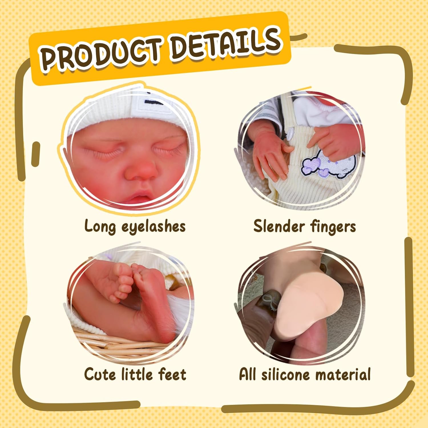Full-Body Silicone Reborn Doll - 17-Inch Lifelike Newborn Girl Doll, Comes with a Gift Box, Soft to the Touch, Washable and Perfect for Collection(Cmian-Skin)