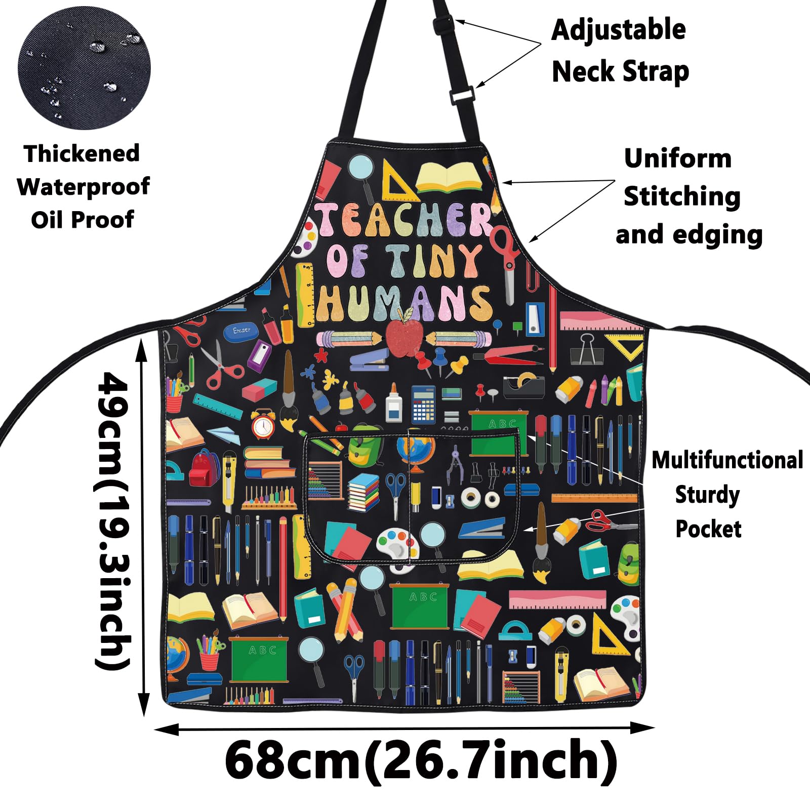 WZMPA Kindergarten Teacher Adjustable Aprons Teacher Appreciation Gift Teacher Of Tiny Humans Preschool Teacher Apron - Image 2