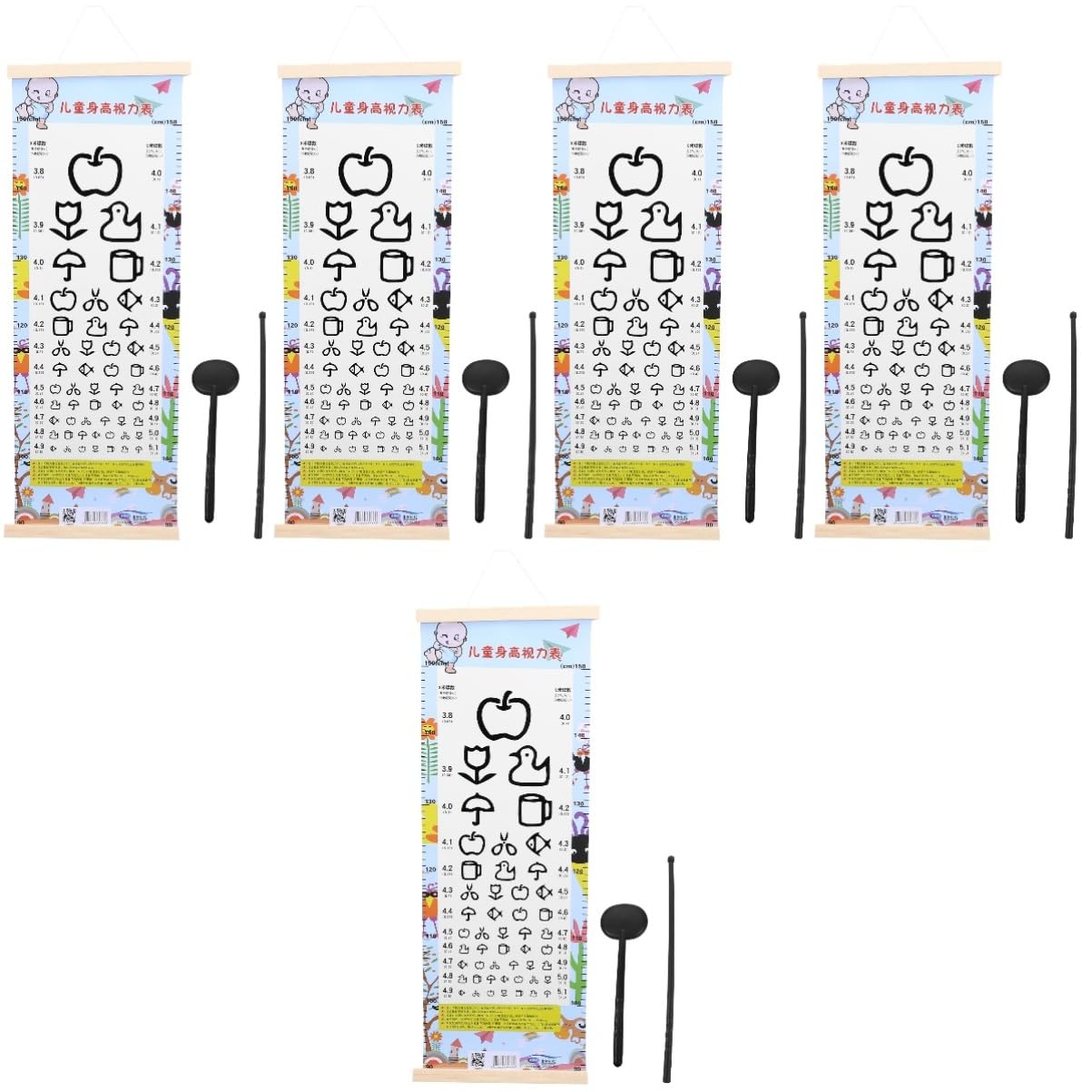 5sätze Holzrahmen Sehtest-tafel Für Standard Augenuntersuchung Diagramm Für Klassenzimmer Und Zuhause Klare Druckqualität Einfach Aufzuhängen Geeignet Für Altersgruppen