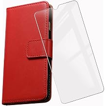for IIIF150 B2 Pro Wallet Case + Tempered Glass Screen Protector, Flip Folio Leather Cell Phone Cover with Credit Card Holder for IIIF150 B2 Pro 6.78" - Rosered