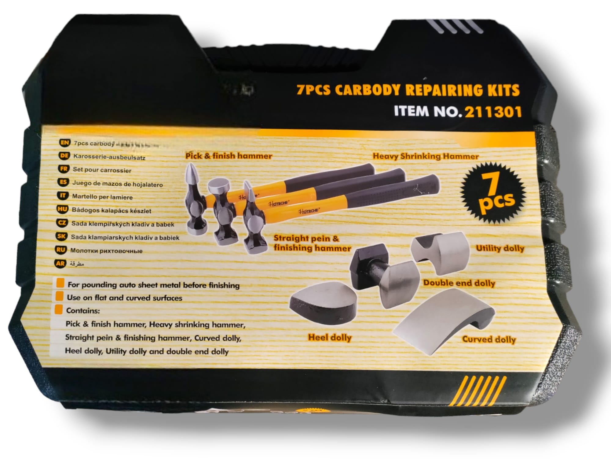 Terryshop74 Kit Riparazione per carrozzieri e carrozzeria 7 Pezzi 3 martelli + 4 Tassi riparazioni Professionali e Fai da Te