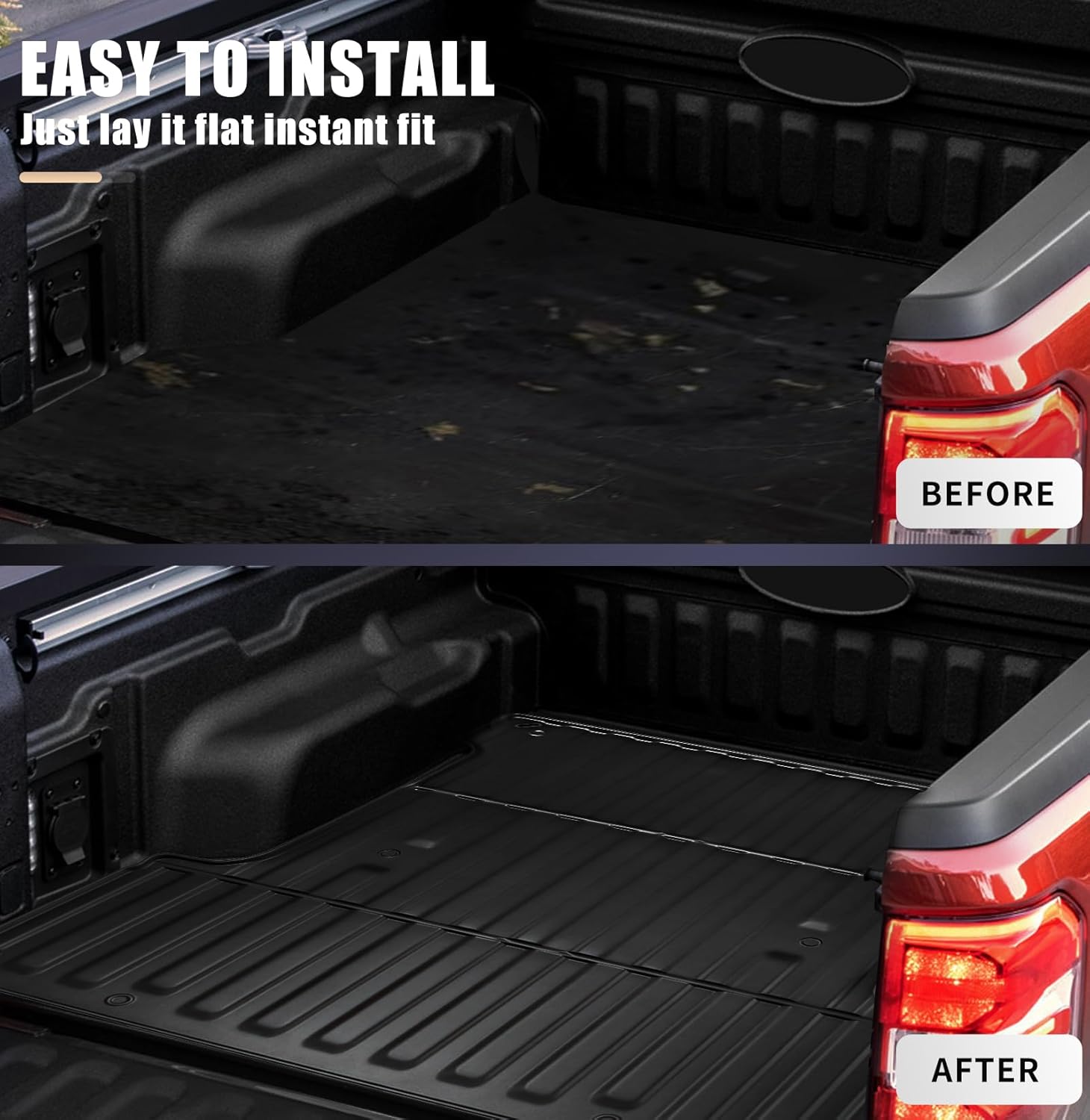 Truck Bed Mat Fit for 2015-2025 Ford F150 & Lightning Accessories 5.5FT Flush All Weather Protection TPE Heavy Duty Pickup Cargo Mat, 2016 2017 2018 2019 2020 2021 2022 2023 2024